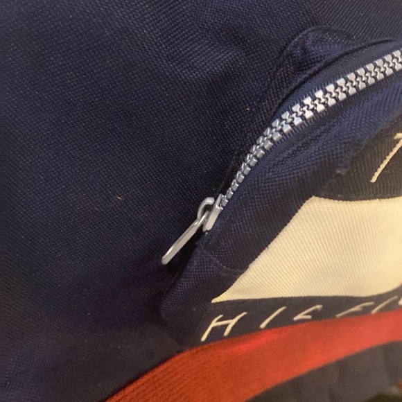 Vtg 90s Tommy Hilfiger Flag Logo Cinch Backpack, Canvas Tote, School Bag - Picture 11 of 16